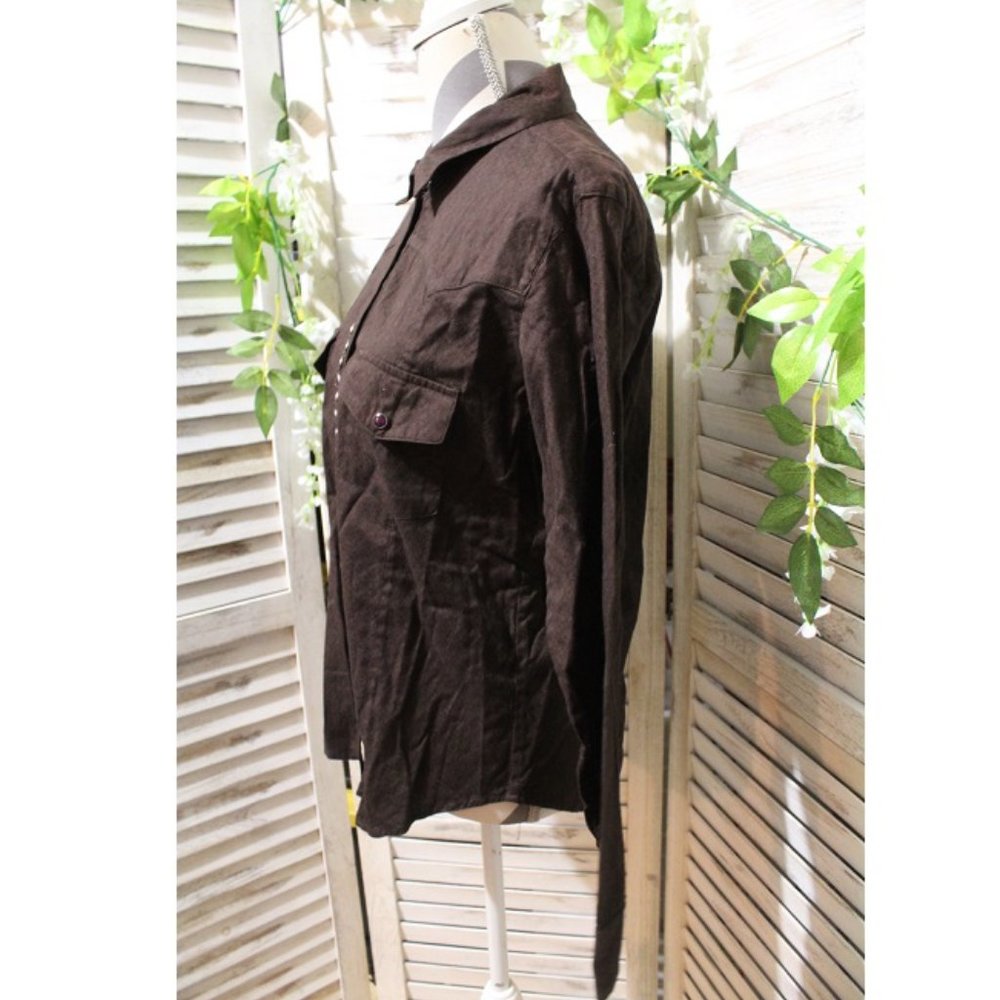 Scully Brown Button Down Shirt Western Boho (12) - image 5